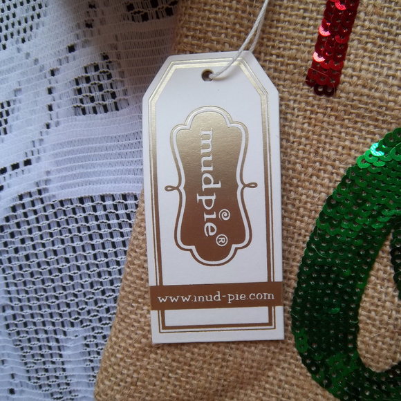 Mud Pie Merry On Holiday Burlap Pom Pom Bag - Picture 4 of 5